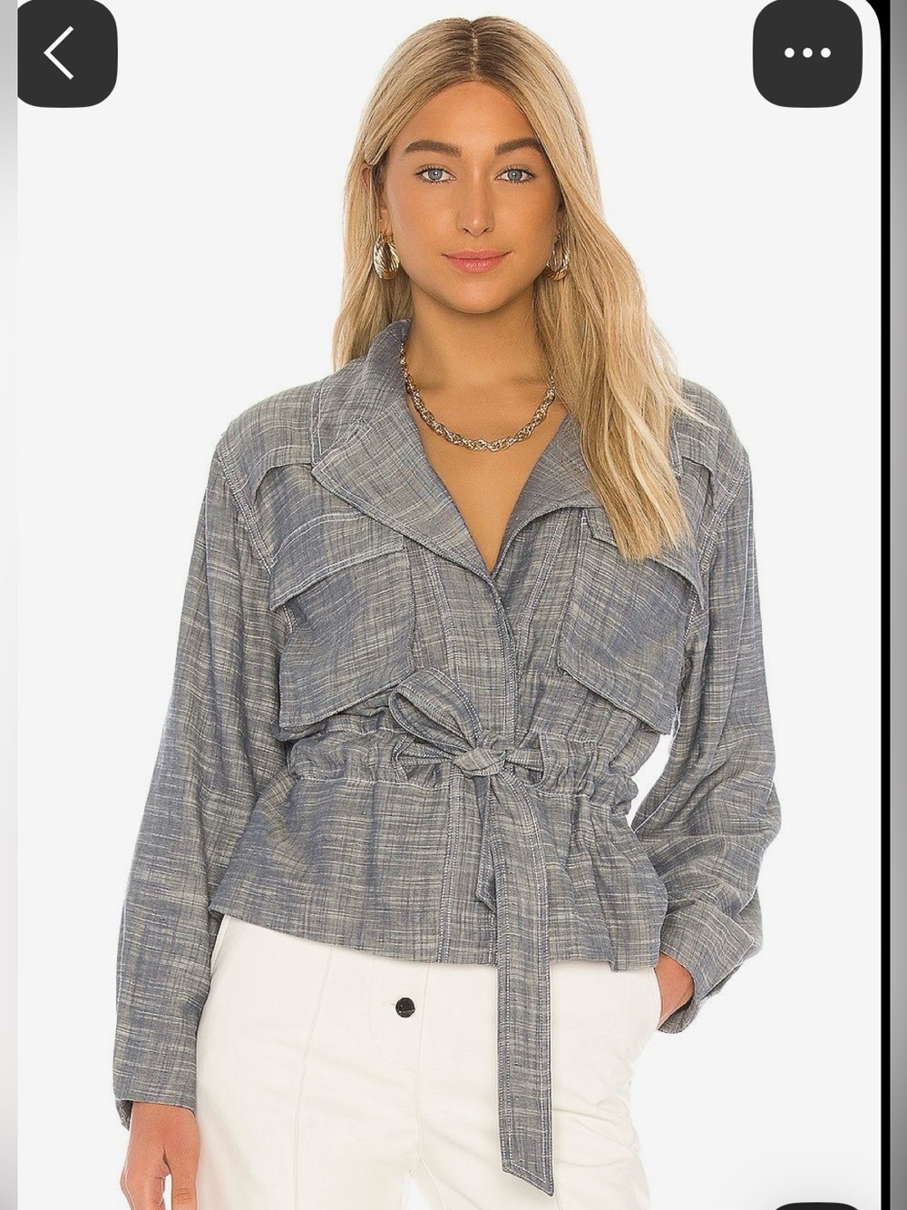 Revolve L’Academie Ella Utility Jacket in Dusty Blue XS